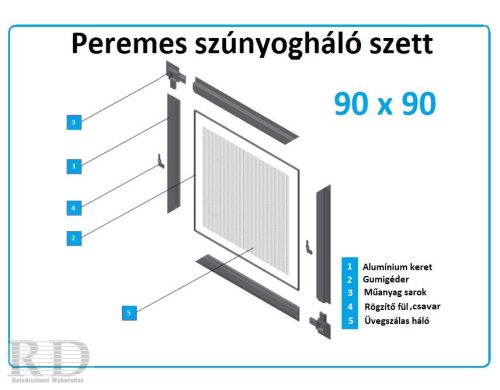  90*90-es alumínium keretes szúnyogháló szett (peremes)