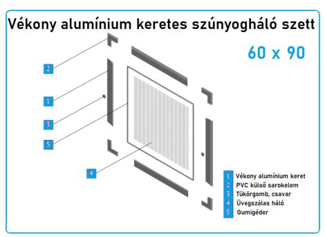   60*90-es alumínium keretes szúnyogháló szett (11x26-os)