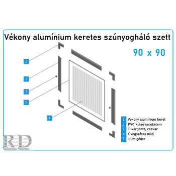     90*90-es alumínium keretes szúnyogháló szett (11x26-os)