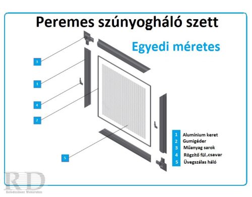  Egyedi méretes alumínium keretes szúnyogháló szett  (peremes)